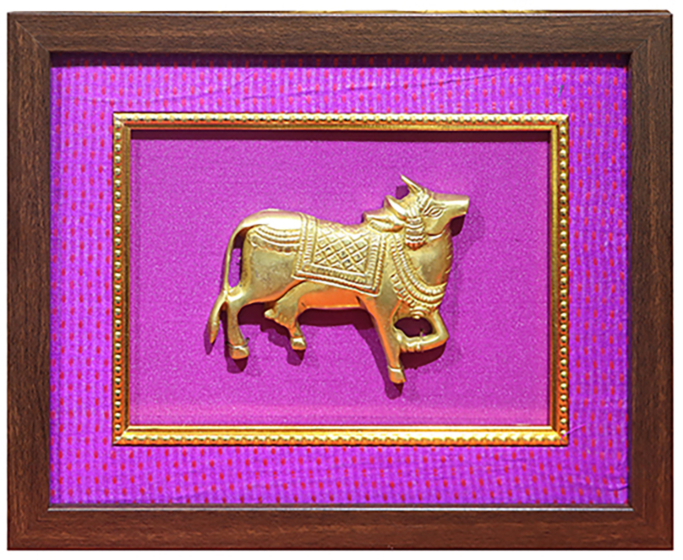 Brass Single Cow With Framed
