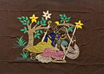 EMBROIDERED WALL HANGING RADHA KRISHNA PAINTING
