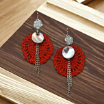 Crochet Shell Dangler Earrings | Red