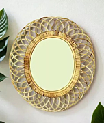 Oval cane Wall Mirror