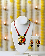 Maa Durga hand painted fabric necklace set