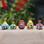 Terracotta Warli Painting  vases Miniatures Pots | Set of 5 pieces