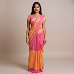 Handloom Kerala Cotton Saree (Pink) with buttas