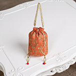 FHS Trendy  Potli Bag with Zari Work & Multi Coloured Pastel Shade Embroidery - Round Base