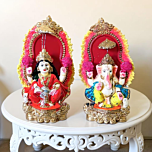 Handcrafted Clay Ganesha & Laxmi Idols | 25x19x5