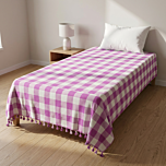 Pure Handloom Cotton Pink Single Bedsheet | 54 x 90