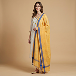 Handcrafted Unstitched Dress Material with Dupatta | Cream & Yellow