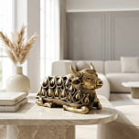 Handcrafted Brass Dhokra Nandi Figurine | 14 x 6 x 8 cm