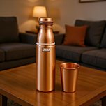 Handcrafted Pure Copper Bottle with Glass | 900 ML
