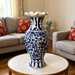Blue Pottery Hand-Painted Flower Vase 
