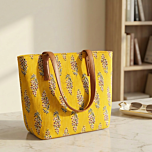 Hand-Printed Cotton Tote Bag | Yellow