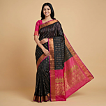 Handloom Viscose Rayon Black Saree