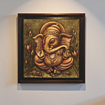 Handcrafted Artwork of Ganesha with Flowers | 14x14 Inches