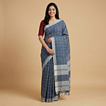 Handloom Mangalagiri Cotton Blue Saree