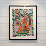 Handmade Madhubani painting without frame Multicolor