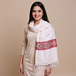Handwoven Beige Kullu Pashmina Wool Shawl