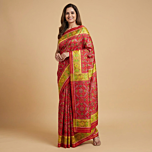 Handcrafted Single Ikat Saree|Red