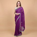 Handcrafted Gotta Patti Saree|Purple