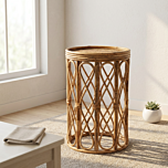 Bamboo Cane Antique Handcrafted Backless Stool