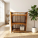 Bamboo Cane Multipurpose Rack with 3 Shelves for Home and Kitchen.