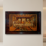 Handcrafted Wood Inlay Last Supper Wall Hanging|Brown