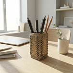 Handcrafted Brass Pen Stand | 7 x 7 x 10 inches