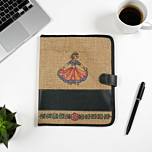 Exquisite Tikuli Painting Jute File Folder | Brown