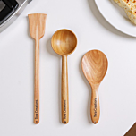 Neem Wood Ladles Spatula Combo For Cooking And Serving Long Handle, Dal & Rice Server Pack Of 3