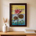 Lotus and Fish Wall Decor | Glass Frame 