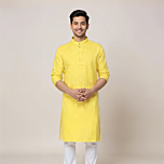 Cotton Kurta For Men | Yellow | XL