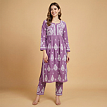 Handcrafted Naira Kurti & Pant Set | Lavender