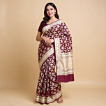 Maroon Banarasi Silk Karwa Saree
