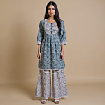 Hand-Embroidered Nayra Kurti-Palazzo Set | XL