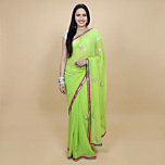 Handcrafted Gotta Patti Saree | Green