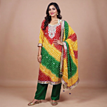 Bandhani Gotta Patti Designer Suit With Dupatta