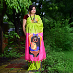 Hand-Painted Ganesha-Shiva Sangam Silk Saree