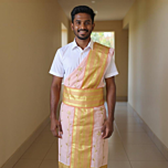 Pastel orange colour set mundu
