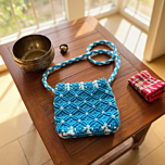 Peacock white macrame piping Handicraft Sling bag / tote bag