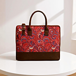 Premium Leather and Fabric Laptop Bag | Red