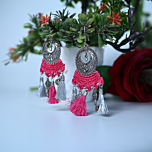 Crochet & Metal Earrings | Pink