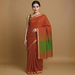 Bengal GI tagged Traditional red green cotton Santipuri saree