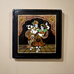 Mysore Rosewood Inlay Dancing Radha Krishna Wall Hanging