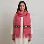 Handwoven Red Kullu Wool Kinnauri Shawl