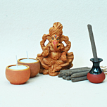 Handcrafted Ganesha Idol with Puja Kit | 8x5x11 cm