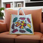 Eco-Friendly Jute Bag with Elegant Gold Painting | 16 Inch