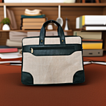 Stylish Expandable Laptop Bag | Durable Jute and Leather Design | 16 Inch