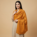 Handwoven Kullu Angora Woollen Stole | Yellow