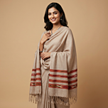 Handmade Kullu Woollen Stole | Beige