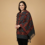 Handwoven Kullu Woollen Stole with Multiple Designs | Grey