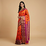 Handloom Kanchipuram Silk Saree | Orange